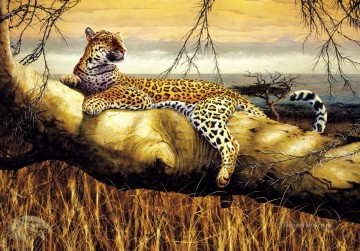 Animal Painting - Leopardo cazador solitario